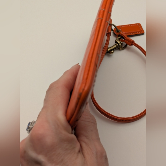 Coach Orange Leather Wristlet - Picture 4 of 6